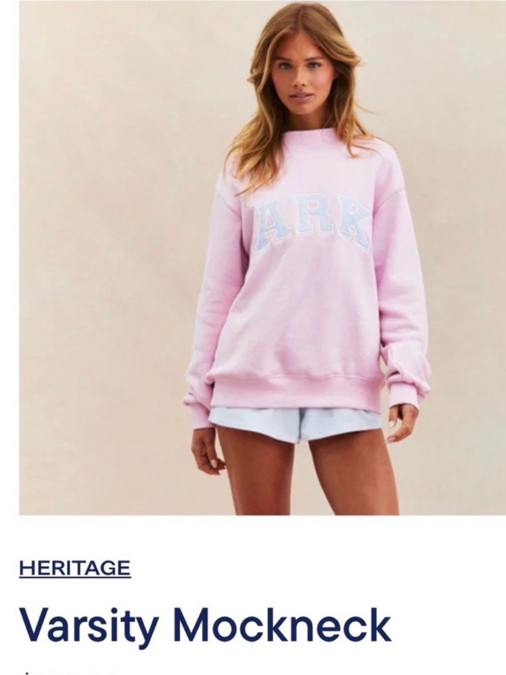 Heritage Pink Varsity Mockneck Sweatshirt NWT